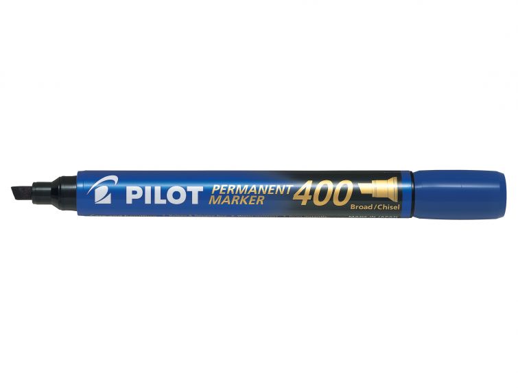 Pilot Marqueur Permanent 400 - Pointe biseautée 4,5 mm - Trait 4 mm - Couleur Bleu