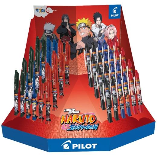 Pilot Naruto Présentoir de 24 Stylos Clicker Frixion + 24 Stylos Bille Frixion - Effaçables - Rechargeables - Couleurs Assorties