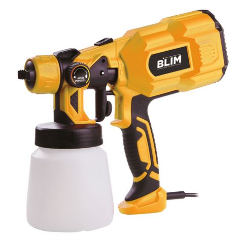 Pistolet à Peinture Electrique Blim - Puissance 550W - Dépôt 800ml - Régulation de Débit - Buse 1.8mm - Couleur Jaune