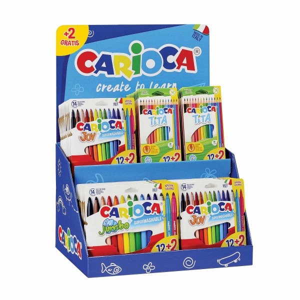 Présentoir de table Carioca de 48 feutres assortis 12+2 gratuites - Couleurs assorties