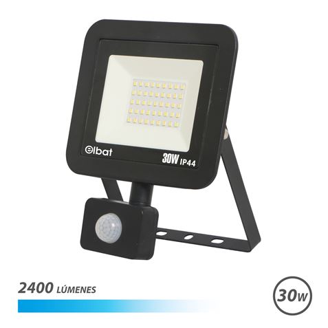 Projecteur Led Elbat Série Slim 30W avec Détecteur de Mouvement 2400lm - Lumière Froide 6500K - IP65