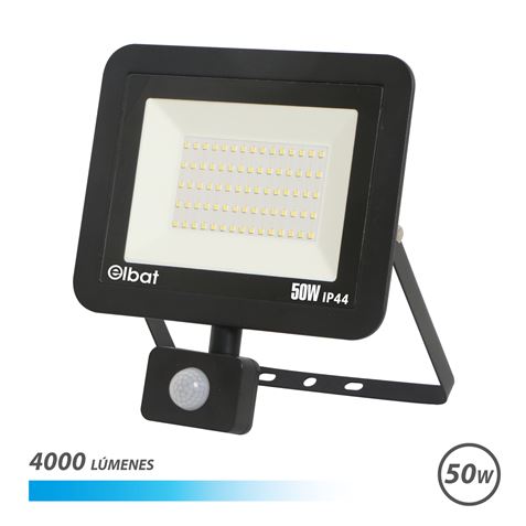Projecteur Led Elbat Série Slim 50W avec Détecteur de Mouvement 4000lm - Lumière Froide 6500K - IP65