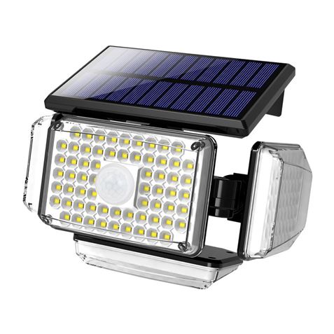 Projecteur Solaire Quadruple Elbat avec Capteur LED 430lm - Détecteur de Mouvement 3 - 5m - Panneau Solaire Intégré 5.5V, 1.5W - 3.7V, Batterie 1200mAh - Angle d'Eclairage 360º