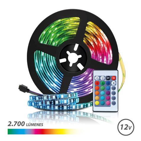 ✓ Ruban LED Elbat RGB 12V 2700lm - 30 Leds par Mètre