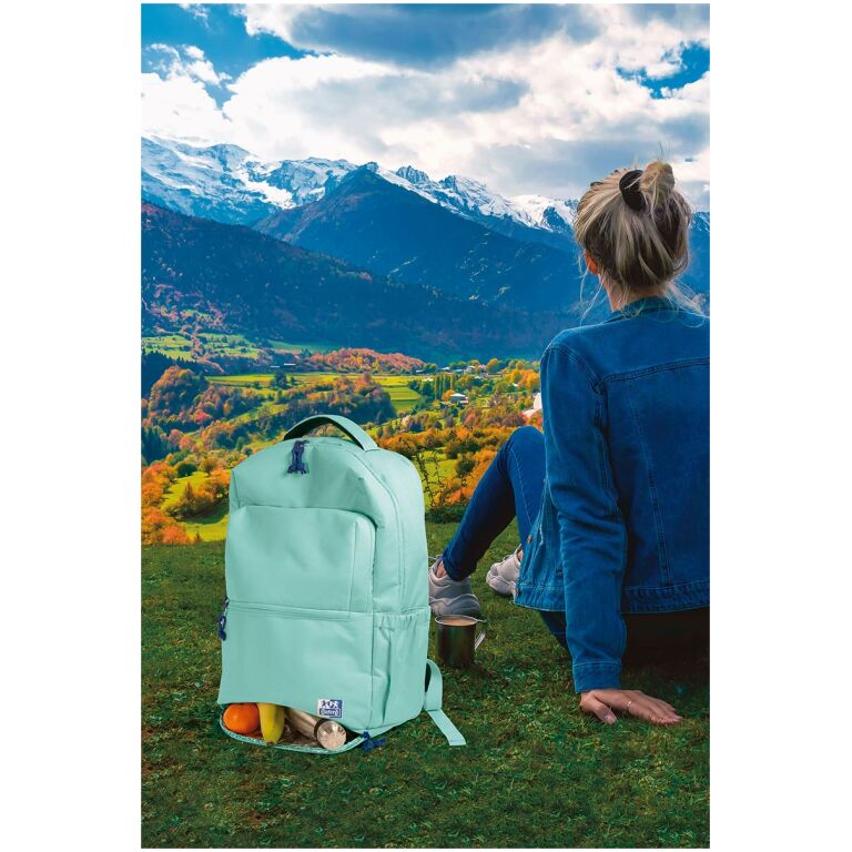 Sac à Dos Scolaire Oxford +LB B-Out - Compartiment Isotherme - Fermeture Éclair Extensible - Bretelles Rembourrées et Ajustables - Taille 42x30x15cm - Couleur Turquoise