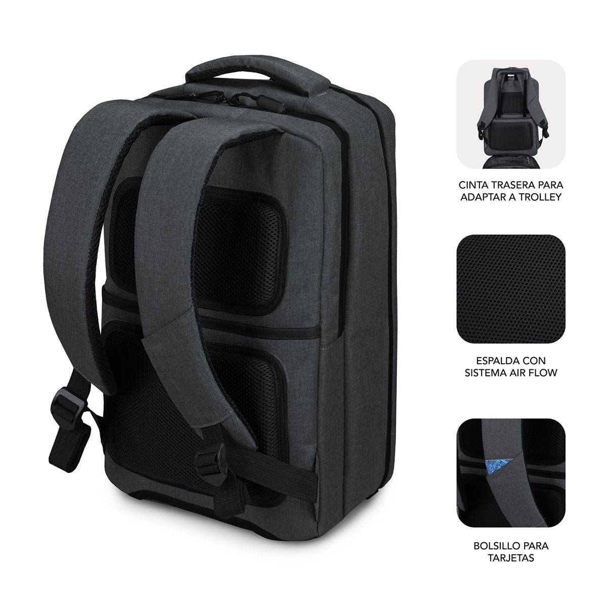 Sac à dos Subblim pour ordinateurs portables 15,6" - Espace rembourré pour ordinateur portable - Poche pour tablette - Organisateurs internes - Port USB - Couleur noire