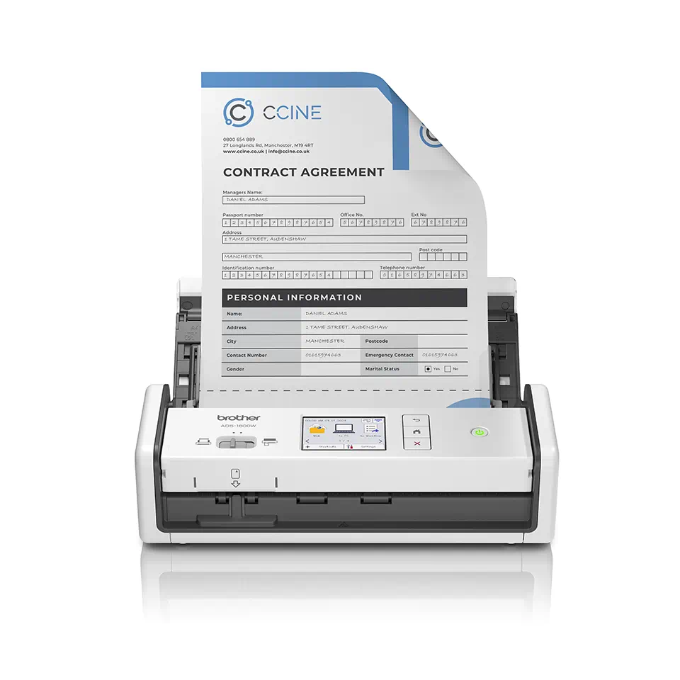 Scanner de documents WiFi recto verso Brother ADS1800W - Jusqu'à 30 ppm - Chargeur automatique