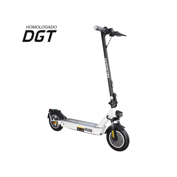 Scooter Électrique Mascooter S2 Moteur 400W - Approuvé DGT - Portée jusqu'à 30 km - Charge maximale 100 kg - Roues 10" - Couleur Blanc/Noir