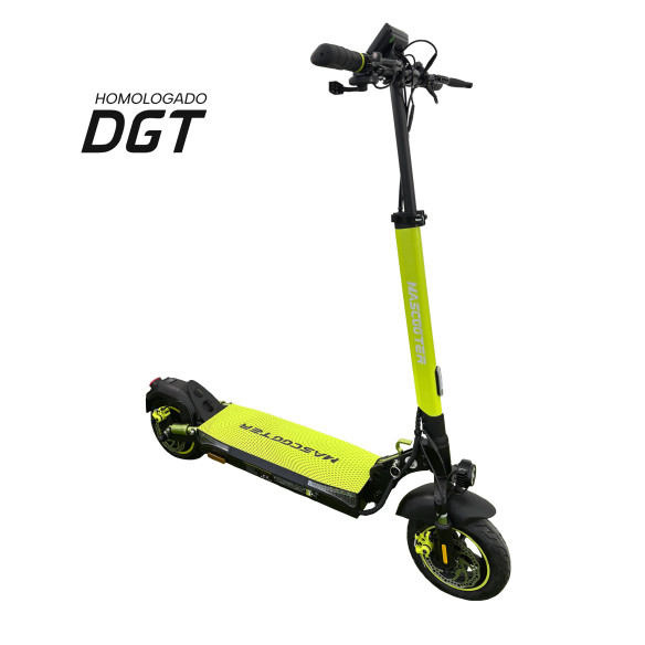 Scooter Électrique Mascooter S4 Moteur 600W - Approuvé DGT - Portée jusqu'à 25 km - Charge maximale 120 kg - Roues 10" - Couleur Noir/Jaune