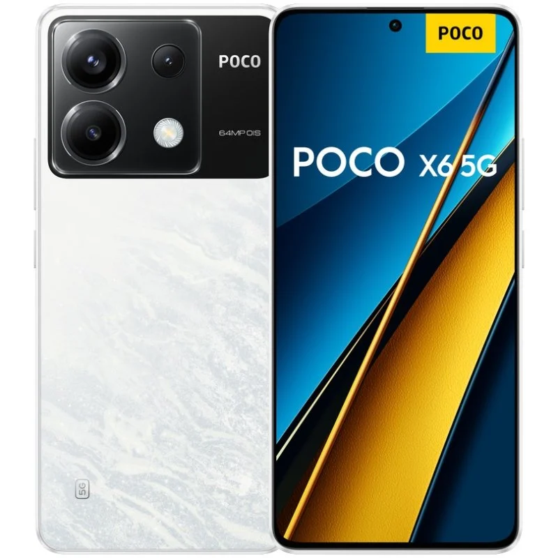 Smartphone Poco X6 5G Écran AMOLED 6,67" 1,5K - 12 Go - 256 Go - Caméra principale 64MP - Batterie 5000mAh - Prend en charge la charge 67W - Blanc