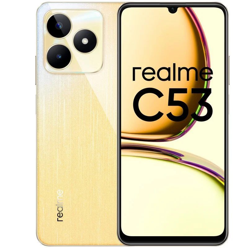 Smartphone Realme C53 Écran 6,74" - 6 Go - 128 Go - Appareil photo principal 50MP - Batterie 5000 mAh - Prend en charge la charge 33 W - Couleur Or