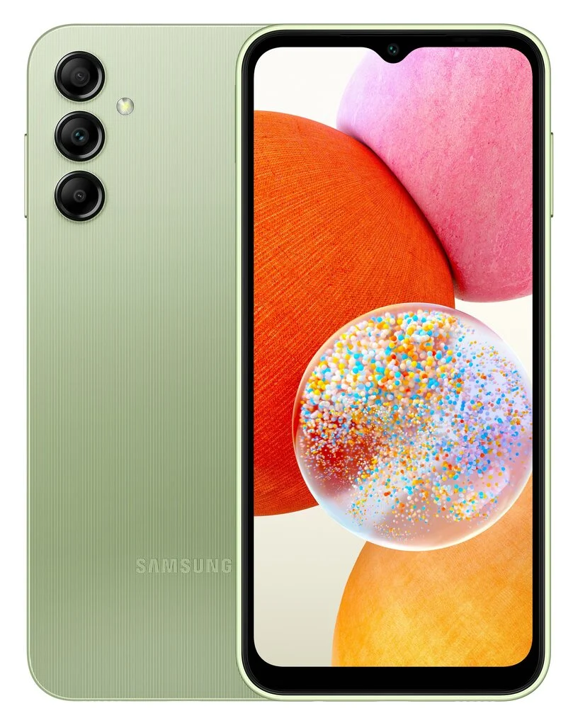 Smartphone Samsung Galaxy A14 Écran 6,60" - 4 Go - 128 Go - Appareil photo 50 MP - Batterie 5000 mAh - Prend en charge la charge 15 W - Couleur vert clair