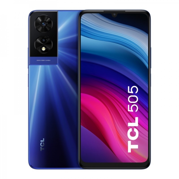 Smartphone TCL 505 Écran 6,75" - 6 Go - 256 Go - Appareil photo 50MP - Batterie 5010 mAh - Prend en charge la charge 10 W - Couleur bleue