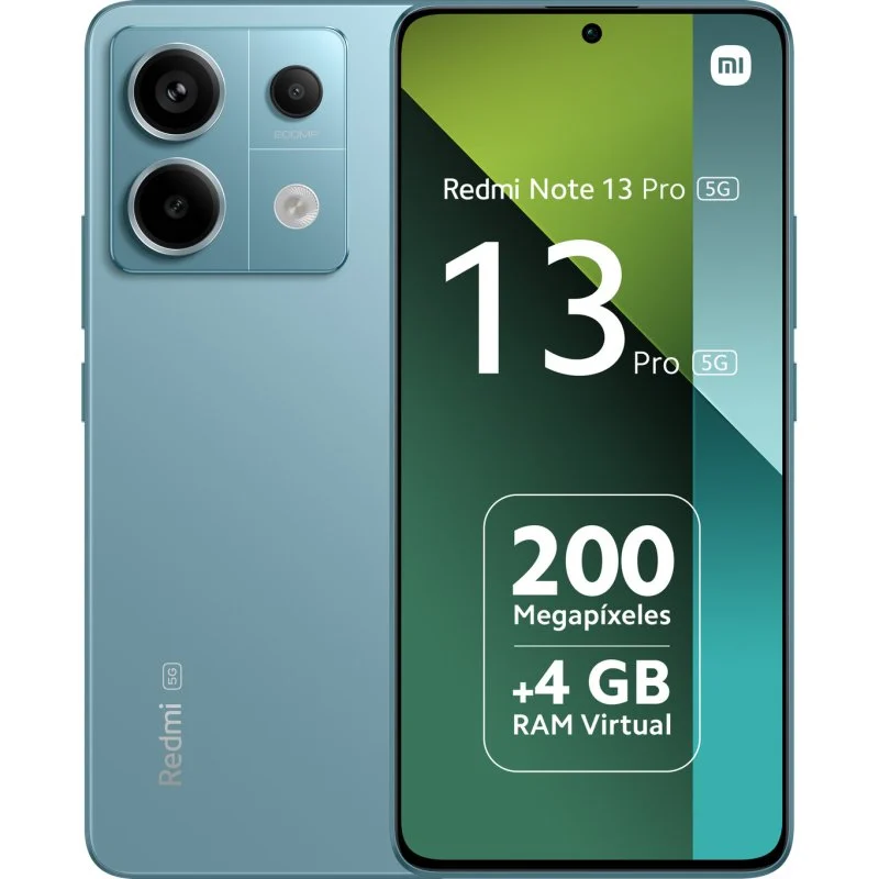 Smartphone Xiaomi Redmi Note 13 Pro 5G Écran AMOLED 6,67" - 12 Go / 512 Go - Appareil photo principal 200 MP - Batterie 5100 mAh - Prend en charge la charge 67 W - Couleur bleue