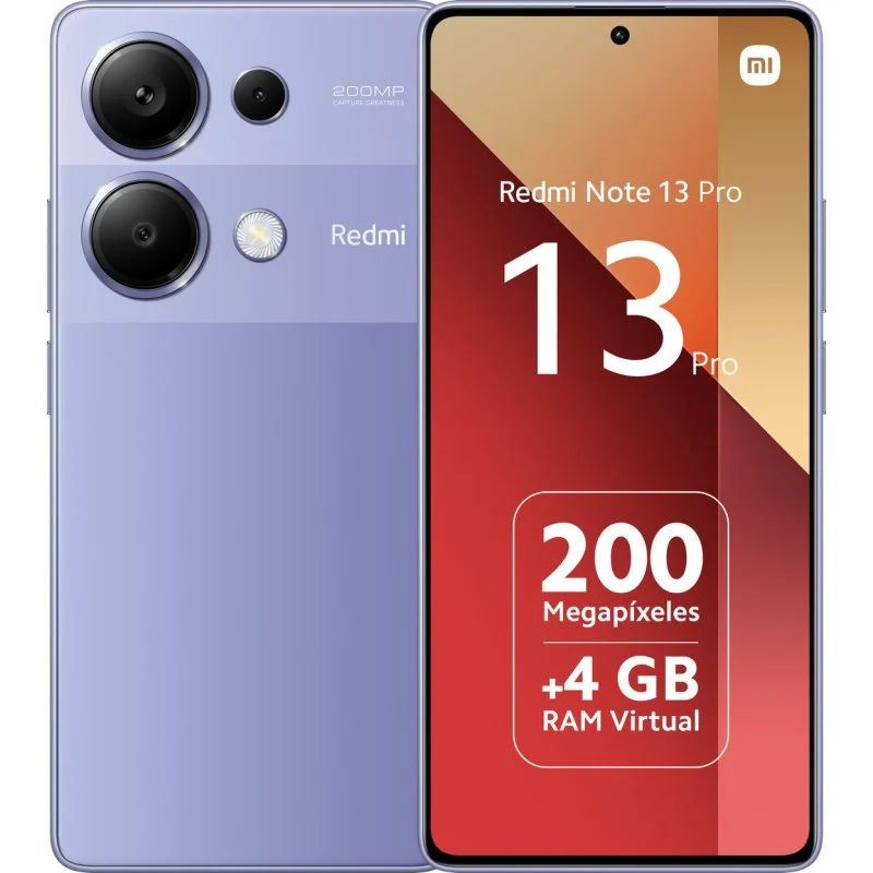 Smartphone Xiaomi Redmi Note 13 Pro Écran AMOLED 6,67" - 8 Go - 256 Go - Appareil photo principal 200MP - Batterie 5100 mAh - Prend en charge la charge 67 W - Couleur violette