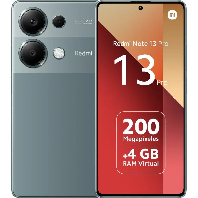 Smartphone Xiaomi Redmi Note 13 Pro Écran AMOLED 6,67" - 8 Go - 256 Go - Appareil photo principal 200MP - Batterie 5100mAh - Prend en charge la charge 67W - Couleur verte