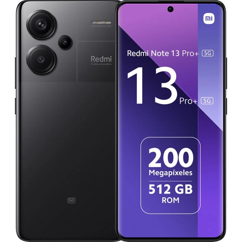 Smartphone Xiaomi Redmi Note 13 Pro Plus 5G Écran AMOLED 6,67" - 12 Go - 512 Go - Appareil photo principal 200MP - Batterie 5000 mAh - Prend en charge la charge 120 W - Couleur noire