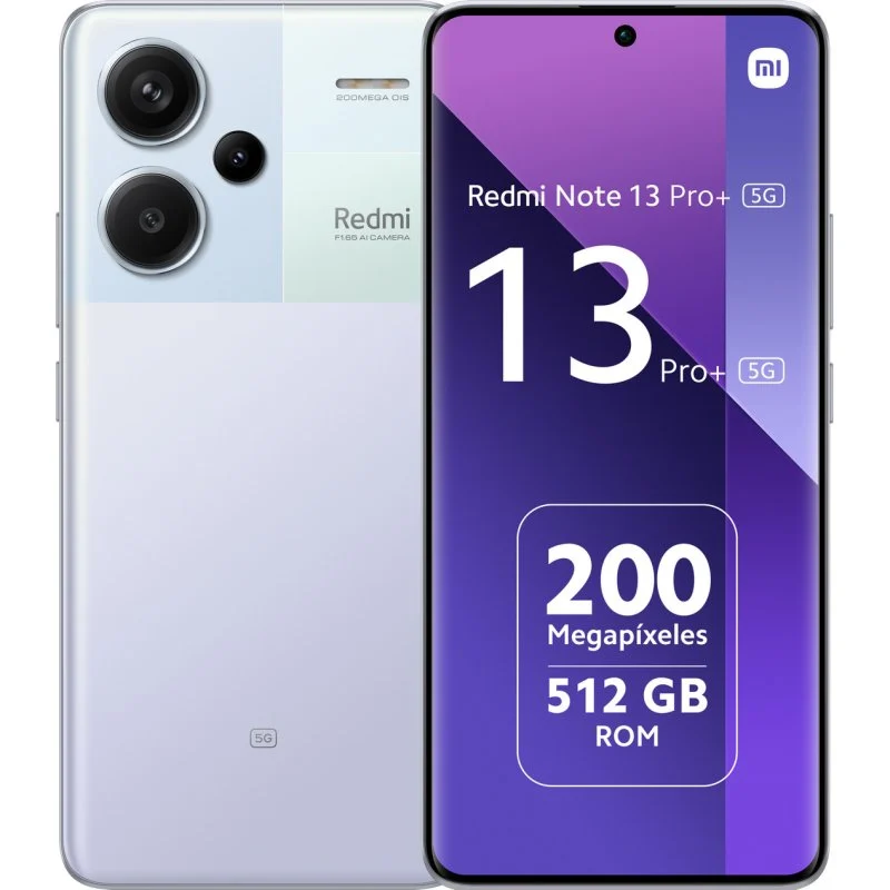 Smartphone Xiaomi Redmi Note 13 Pro Plus 5G Écran AMOLED 6,67" - 12 Go - 512 Go - Appareil photo principal 200 MP - Batterie 5000 mAh - Prend en charge la charge 120 W - Couleur violette