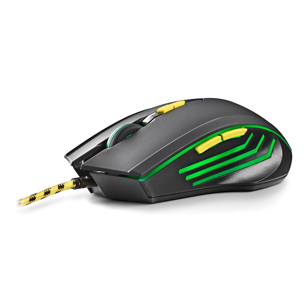 Souris de jeu filaire NGS GMX-123 - 800/1200/2400/3200 dpi - Lumière LED - 6 boutons - Câble 1,8 m - Couleur noire