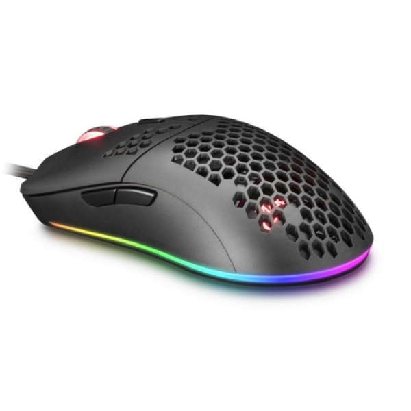 Souris de jeu Mars Gaming MMAXP - Capteur 12400 DPI - Éclairage chromatique RVB - Commutateurs HUANO - Câble plume - Couleur noire