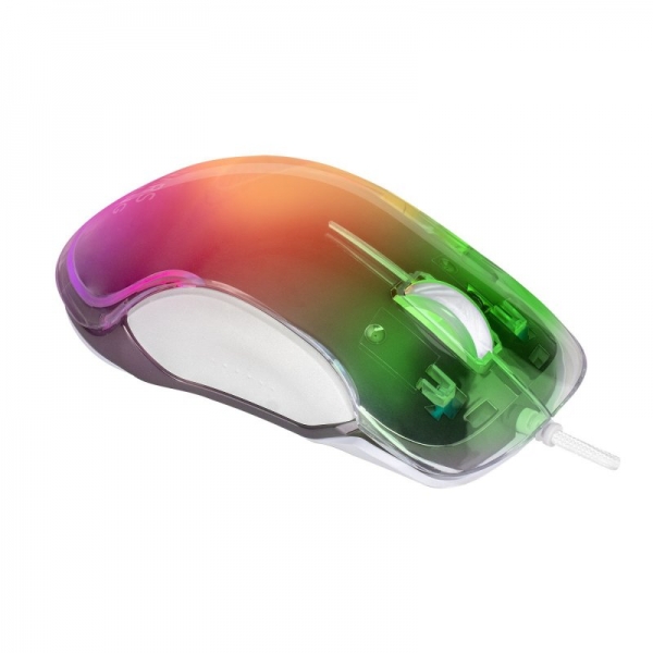 Souris de jeu Mars Gaming MMGLOW - Ultralégère 75 g - Éclairage RVB CHROMA-GLOW - Capteur 12800 DPI - Commutateurs HUANO - Câble paracorde plume - Différentes couleurs