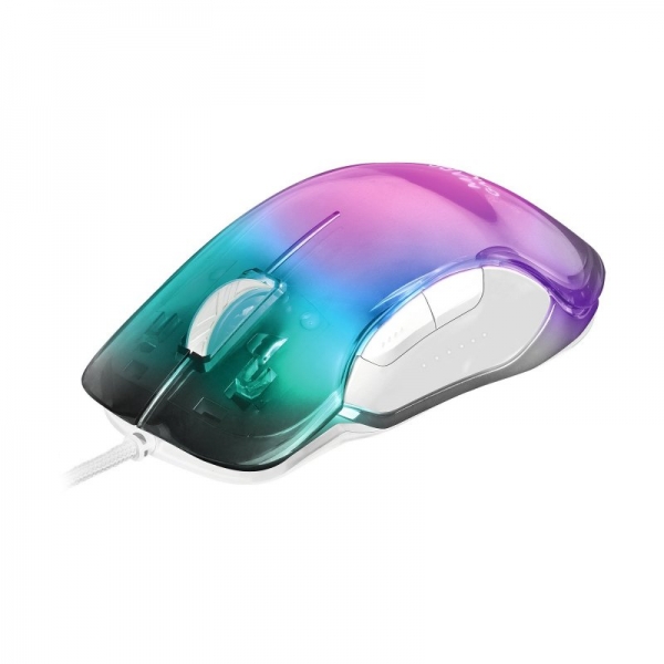 Souris de jeu Mars Gaming MMGLOW - Ultralégère 75 g - Éclairage RVB CHROMA-GLOW - Capteur 12800 DPI - Commutateurs HUANO - Câble paracorde plume - Différentes couleurs