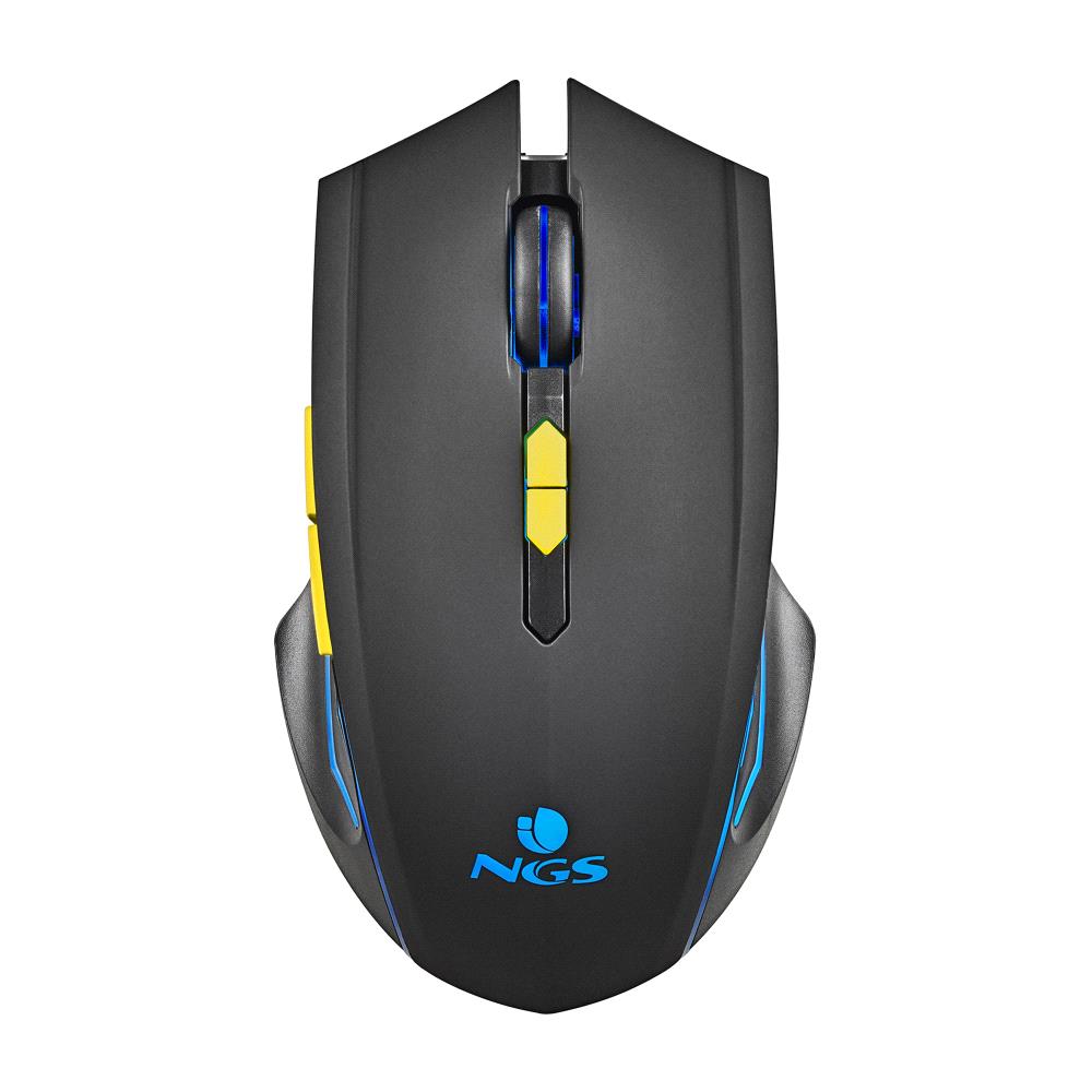 Souris de jeu sans fil NGS GMX-200 - 3200 dpi - 7 boutons - Lumières LED - Couleur noire