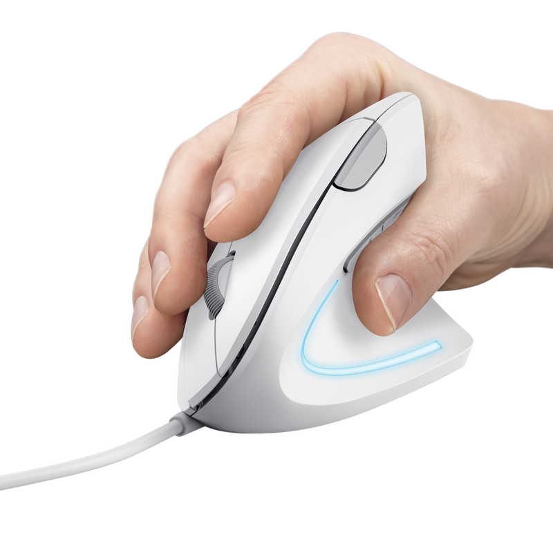 Souris ergonomique Trust Verto - 1600 dpi - 6 boutons - Blanc