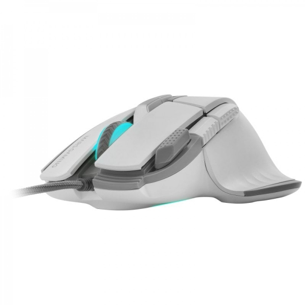 Souris Gaming Mars Gaming MM-XT - Éclairage RGB - Capteur A825PRO 12800 DPI - 9 Boutons HUANO - Câble Paracord Plume - Compatible Multiplateforme - Couleur Blanc