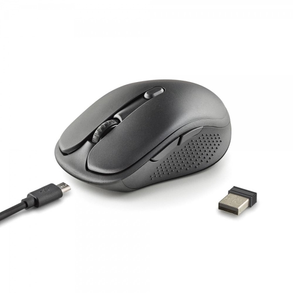 Souris Laser Sans Fil NGS Evo Peep 3200dpi - Connexions : 2,4 GHz USB-A + Bluetooth 5.1 + Bluetooth 5.1 - 5 Boutons - Utilisation droitier - Couleur Noir