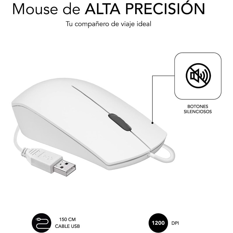 Souris Optique Subblim Business - Tout terrain - Clic silencieux - Ergonomique - Liberté filaire - Simplicité et minimalisme - Coloris Blanc