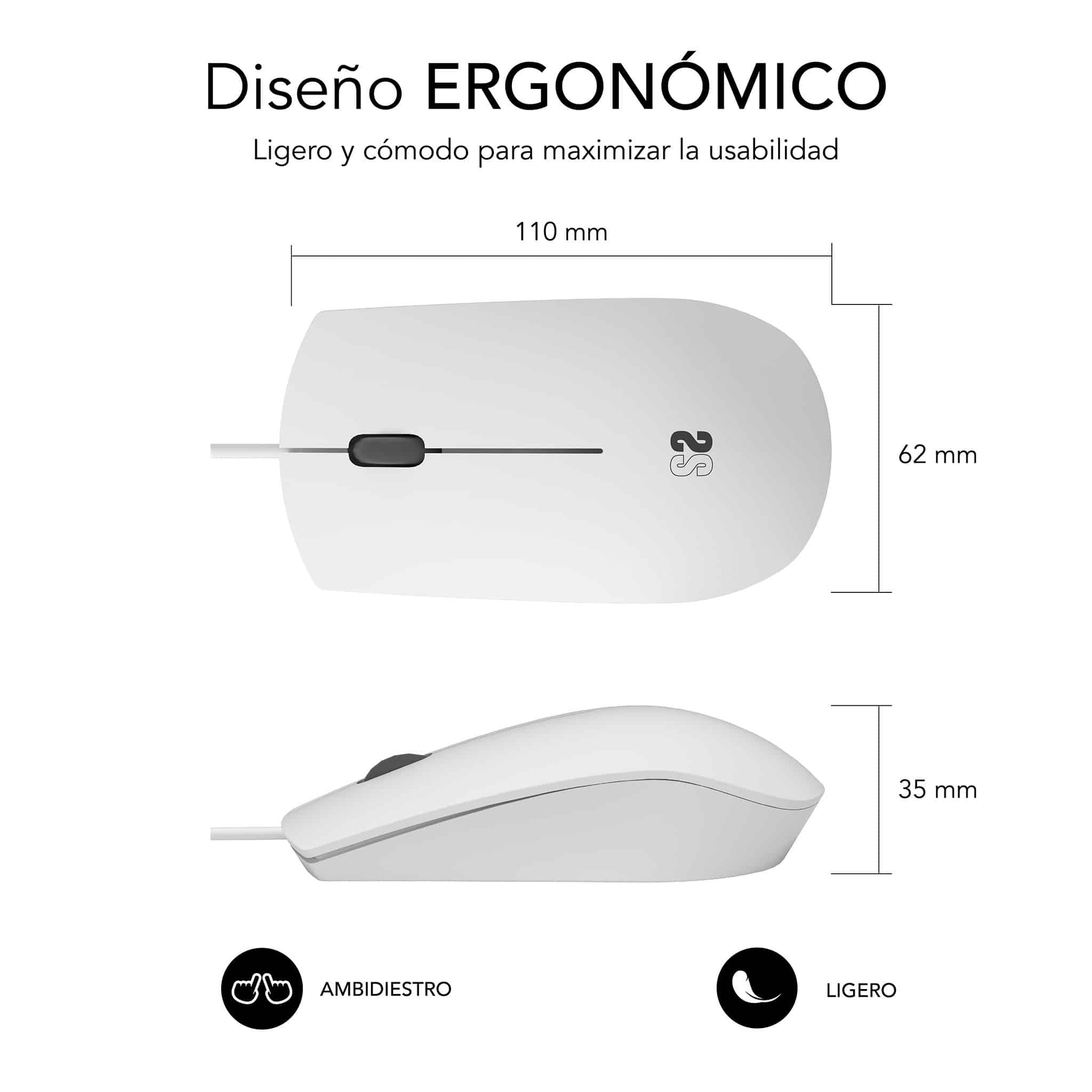 Souris Professionnelle Filaire Subblim - Design Ultra-fin et Ergonomique - Technologie Silent Click - Couleur Noir Mat