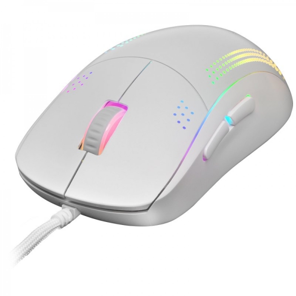 Souris professionnelle Mars Gaming MMPRO - Ambidextre - Capteur PixArt 3335PRO 32K DPI - Commutateurs KAILH - Éclairage chromatique RVB - Câble paracorde plume - Couleur blanche