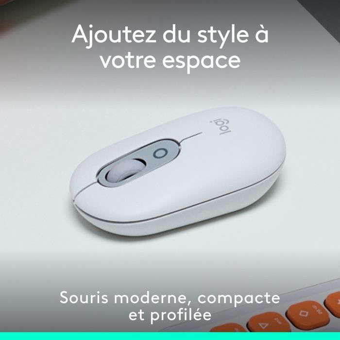 Souris - Sans fil - Logitech - Pop Mouse - Blanc cassé