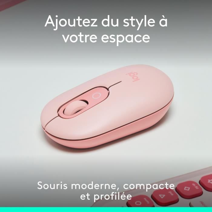 Souris - Sans fil - Logitech - Pop Mouse - Rose