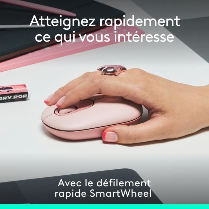 Souris - Sans fil - Logitech - Pop Mouse - Rose