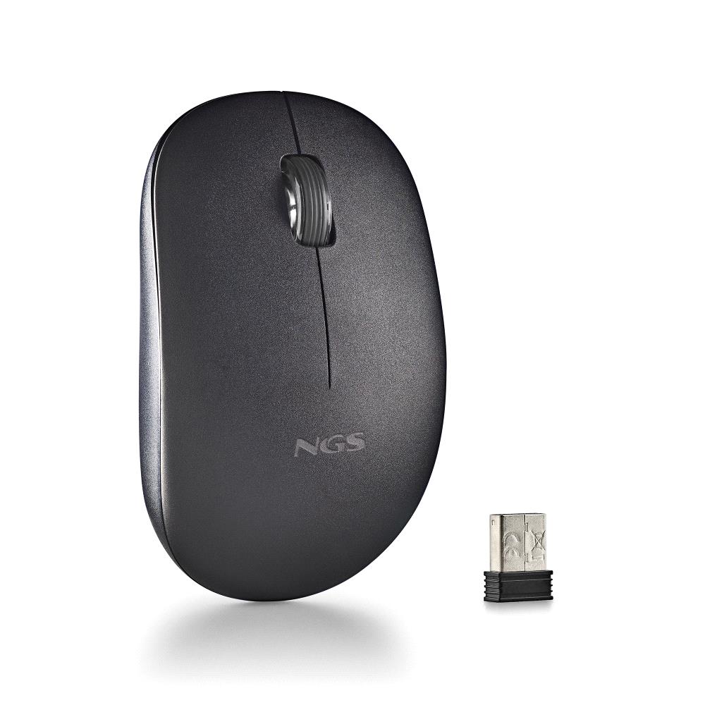 Souris sans fil NGS avec touches silencieuses - 2 boutons - Ambidextre - Couleur Noir