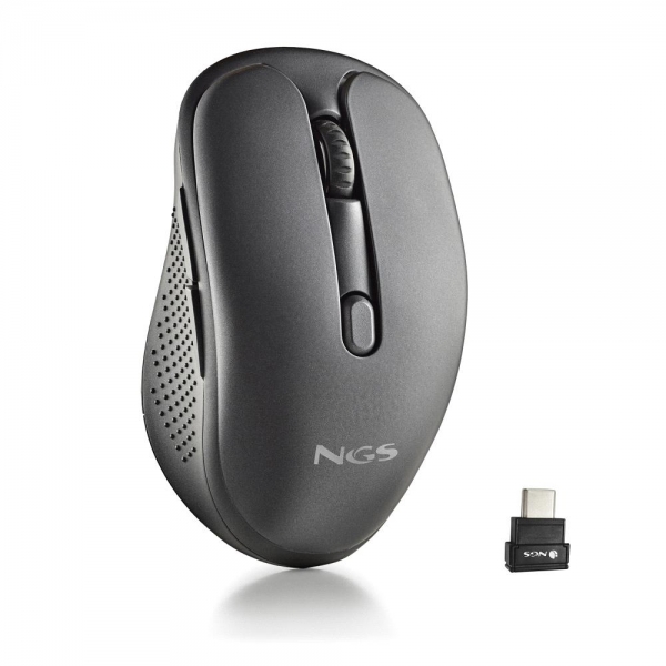 Souris sans fil NGS Evo Jot 1600dpi - Connexions : 2,4 GHz USB-C + Bluetooth 5.1 + Bluetooth 5.1 - 5 Boutons - Utilisation droitier - Couleur Noir