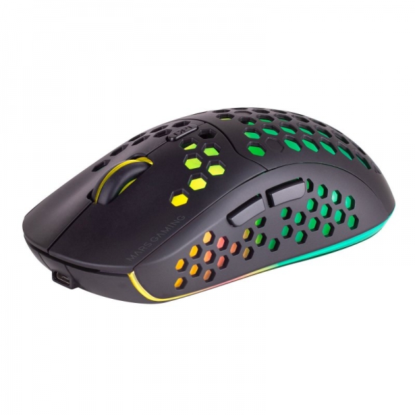 Souris sans fil ultralégère Mars Gaming MMW3 - Flux RVB - Capteur optique 3200 DPI - Switchs HUANO - Connexion 2,4G - Batterie rechargeable - Couleur noire