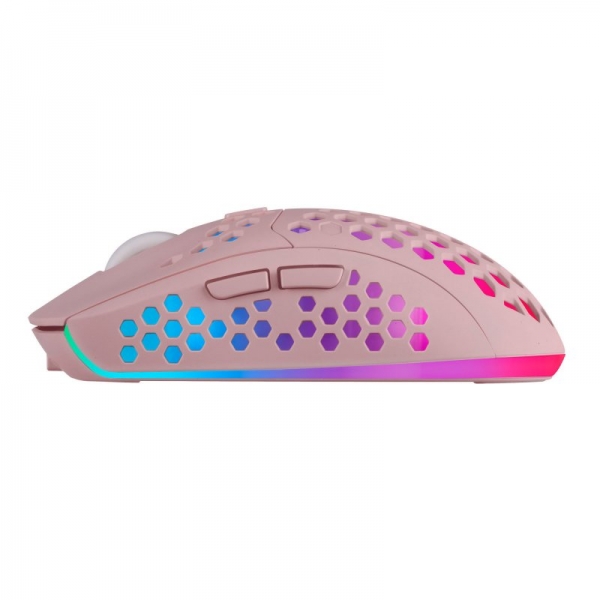 Souris sans fil ultralégère Mars Gaming MMW3 - Flux RVB - Capteur optique 3200 DPI - Switchs HUANO - Batterie rechargeable - Design ergonomique rose - Couleur rose