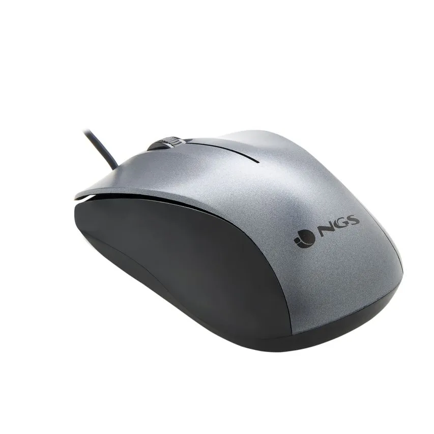 Souris USB NGS Crew 1200dpi - 3 Boutons - Utilisation Ambidextre - Câble 1,30m - Couleur Gris/Noir