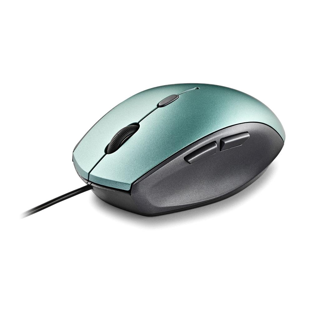 Souris USB NGS Moth Ice 1600dpi + Adaptateur USB-A vers USB-C - 5 Boutons - Utilisation droitier - Câble 1,80m - Couleur Vert Métallisé/Noir