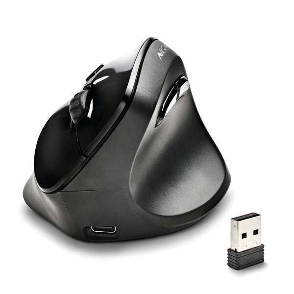 Souris verticale ergonomique sans fil NGS Evo Moksha USB 2400dpi - 5 boutons - Touches silencieuses - Couleur noire