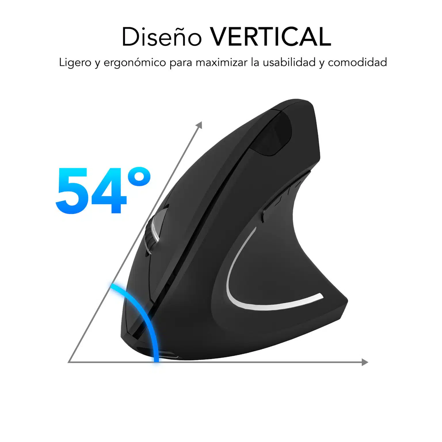 Souris verticale Subblim Glide Vertical Ergo Dual Bluetooth, USB 2.4Ghz 4000dpi - 5 Boutons - Utilisation droitier - Couleur Noir