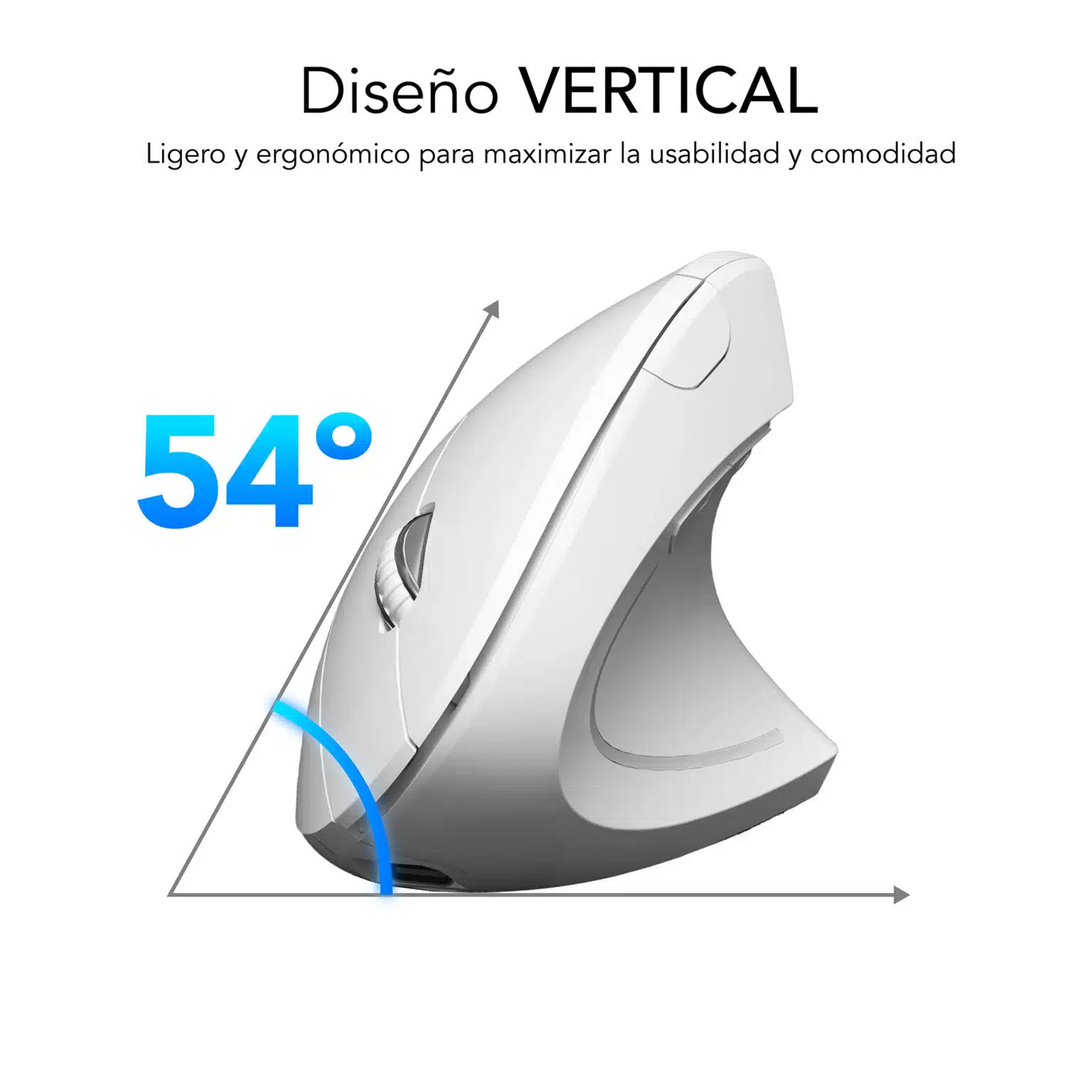 Souris verticale Subblim Glide Vertical Ergo Dual Bluetooth, USB 2.4Ghz 4000dpi - 5 Boutons - Utilisation droitier - Coloris Blanc