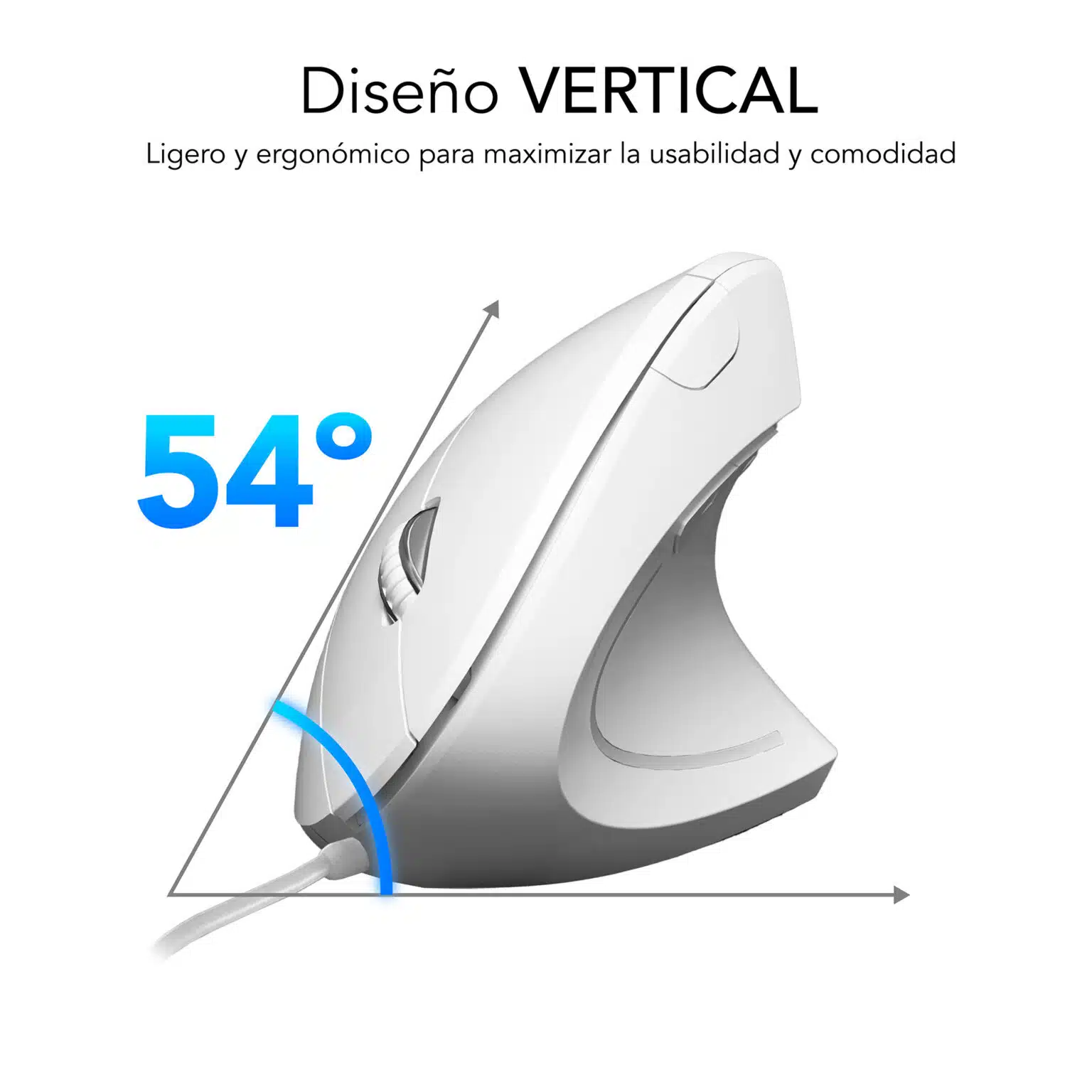 Souris verticale USB Subblim Glide Vertical Ergo 1600dpi - 5 boutons - Utilisation droitier - Couleur blanche