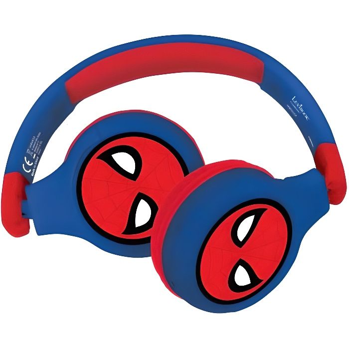 SPIDER-MAN - Casque 2 en 1 Bluetooth - Filaire confortable et pliable pour enfants avec limitation de son - LEXIBOOK