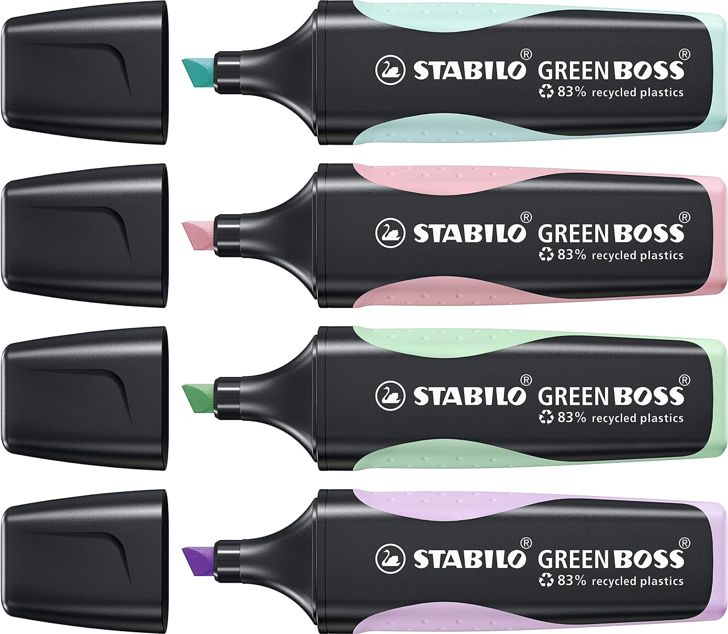 Stabilo Green Boss Pastel Lot de 4 surligneurs - Plastique Recyclé