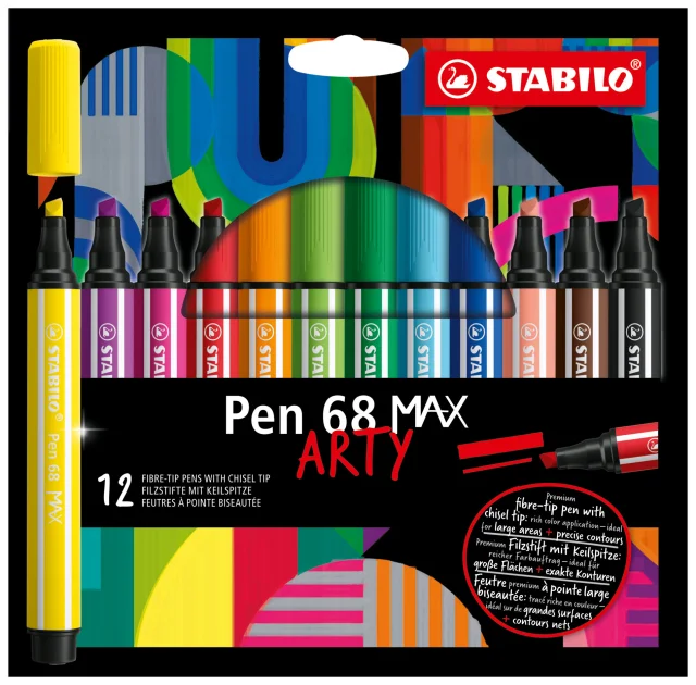 STABILO Pen 68 ARTY - 18 Feutres de coloriage - couleurs assorties Pas Cher