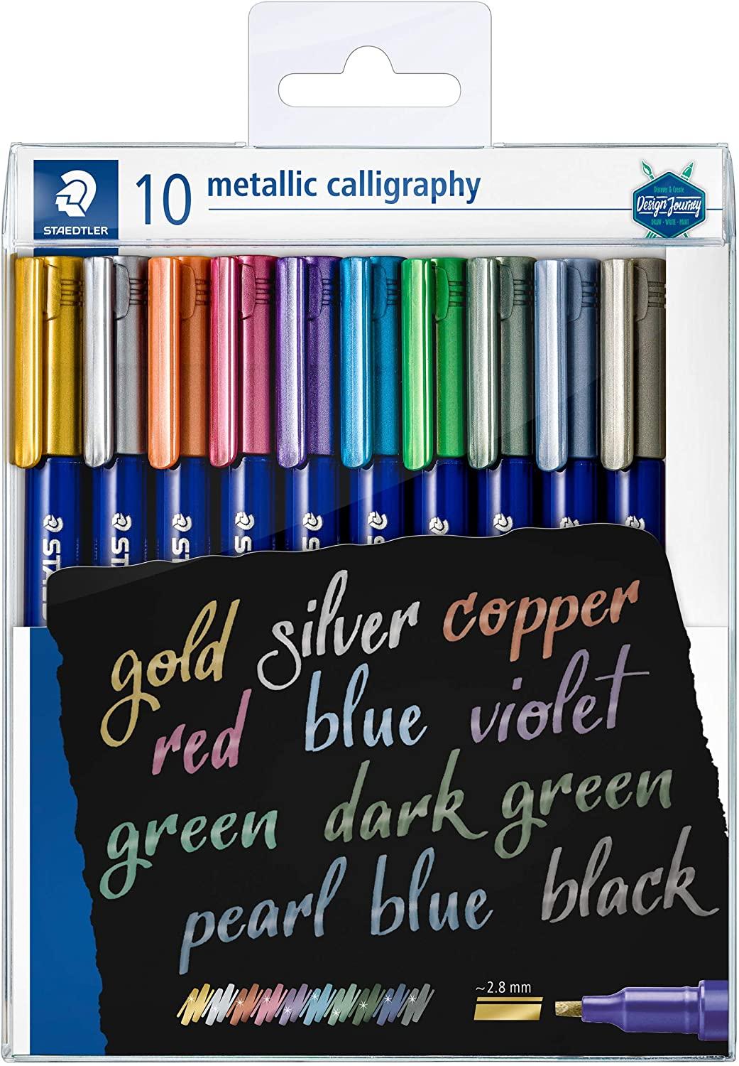 ✓ Staedtler Lot de 10 stylos de calligraphie couleur en stock